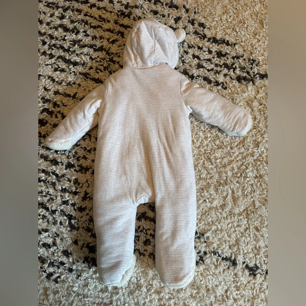 Baby Gap Cozy Cream Hooded Baby One Piece